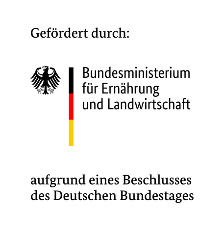 Logo mit dem Hinweis auf eine Förderung durch das Bundesministerium für Ernährung und Landwirtschaft aufgrund eines Beschlusses des Deutschen Bundestages.